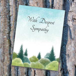 Carte Postale Sympathie Condolence Aquarelle Woodland Blue Sky