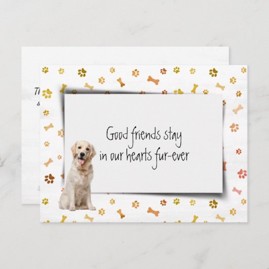 Carte Postale Sympathie pour la perte d'un Golden Retriever (Devant / Derrière)