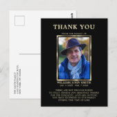 Carte Postale Sympathy Funeral Memory MERCI Photo Black (Devant / Derrière)