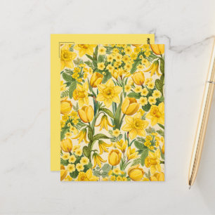 Carte Postale Symphonie de fleurs jaunes de printemps