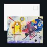 Carte Postale Symphonie émotionnelle Kandinsky en rouge, jaune e<br><div class="desc">Jaune-Rouge-Bleu (1925) de Wassily Kandinsky présente des couleurs vives et des formes géométriques. La composition est dynamique, avec des nuances audacieuses de jaune, de rouge et de bleu interagissant les unes avec les autres. Les formes abstraites véhiculent un sens de l'énergie et du mouvement, caractéristique de l'exploration de la couleur...</div>