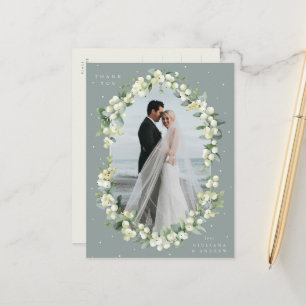 Carte Postale Symphorine verte + Photo de remerciement de mariag