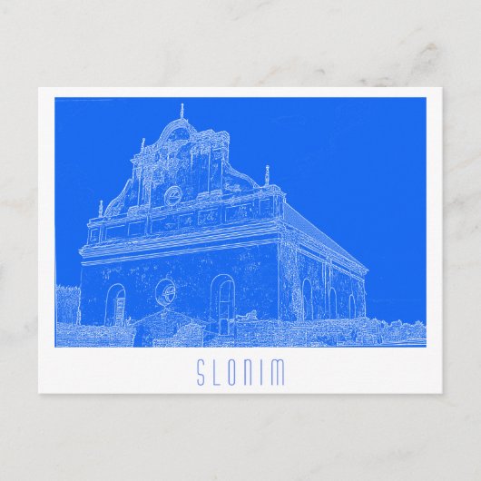 Carte Postale Synagogue de Slonim en Biélorussie - Esquisse d'ar (Devant)
