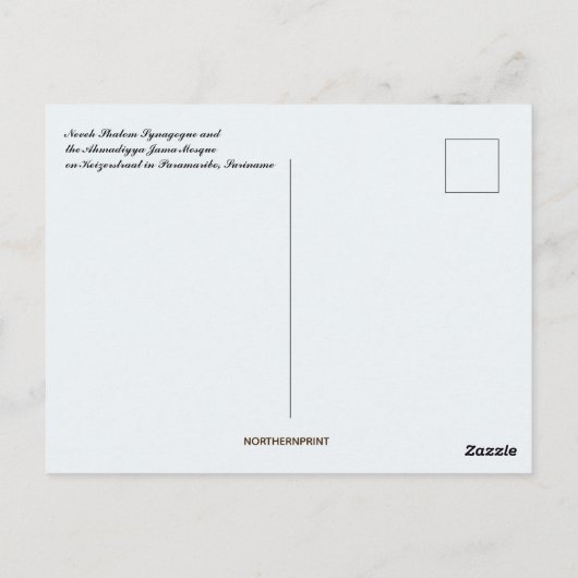 Carte Postale Synagogue et mosquée Paramaribo Suriname (Dos)