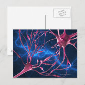Carte Postale Synapses nerveuses, illustration informatique. (Devant / Derrière)
