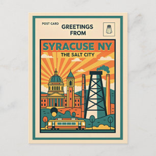 Carte Postale Syracuse NY La Cité du Sel Rétro