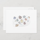 Carte Postale Système solaire Planètes Enfants Connaissances Esp (Devant / Derrière)