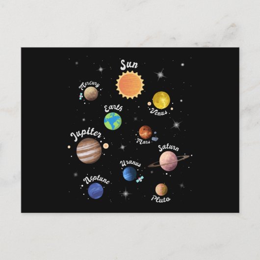 Carte Postale Système solaire Planètes Enfants Connaissances Esp (Devant)