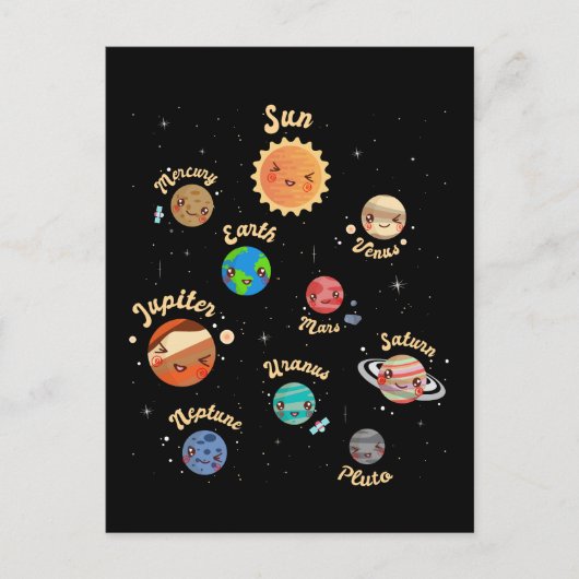 Carte Postale Système solaire Planètes Enfants Connaissances Esp (Devant)