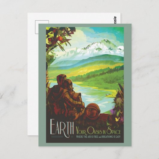 Carte Postale Système solaire spatial planétaire (Devant / Derrière)