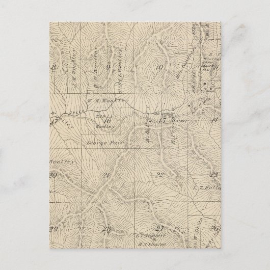Carte Postale T15S R27E Tulare Comté Plan de section (Devant)