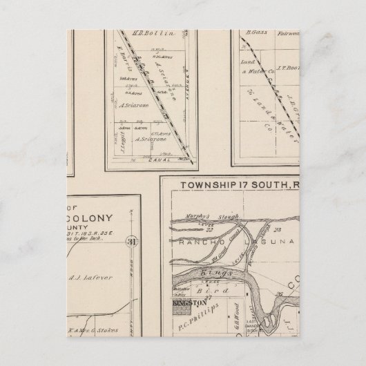 Carte Postale T17S R21E Tulare Comté Plan de section (Devant)