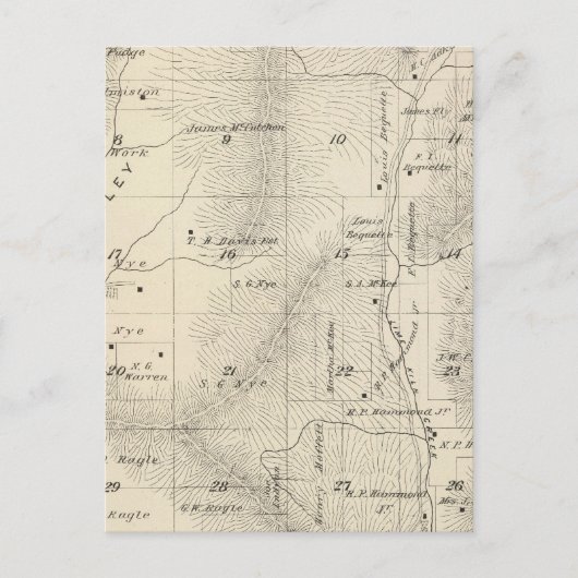 Carte Postale T17S R27E Tulare Comté Plan de section (Devant)