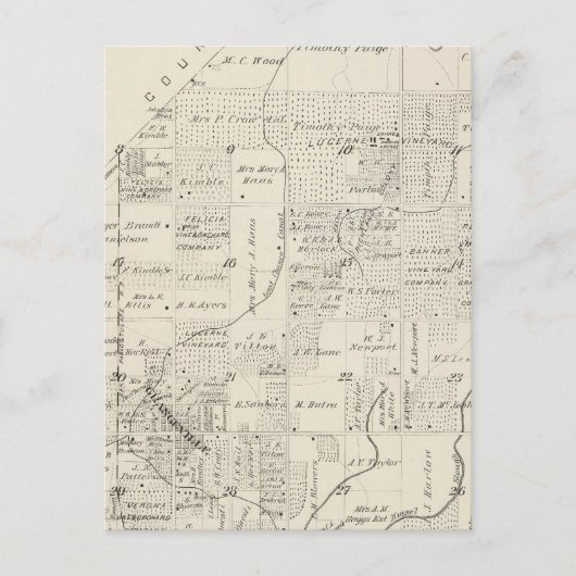 Carte Postale T18S R21E Tulare Comté Plan de section (Devant)