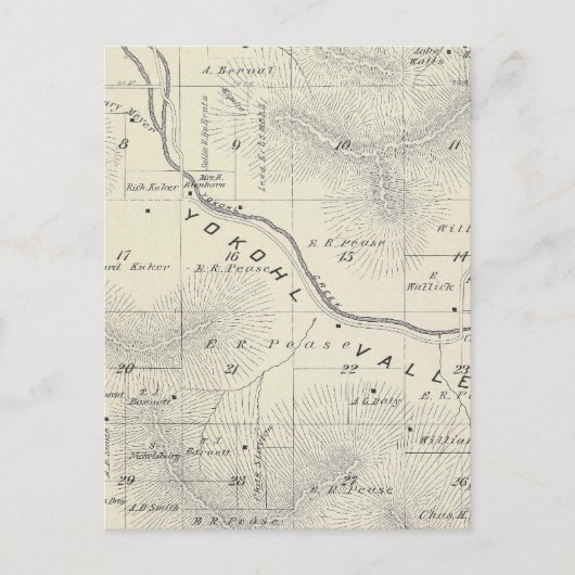 Carte Postale T19S R27E Tulare Comté Plan de section (Devant)