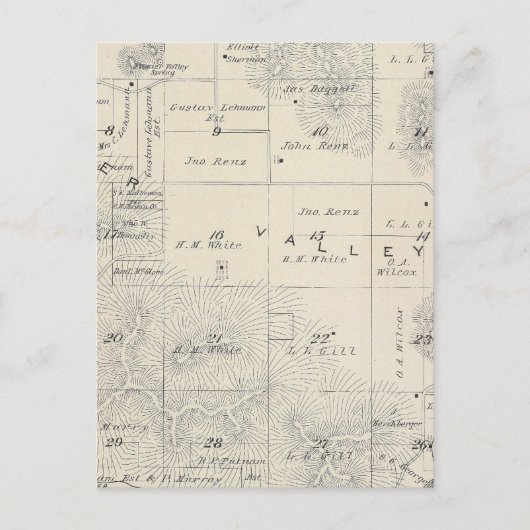 Carte Postale T21S R28E Tulare Comté Plan de section (Devant)