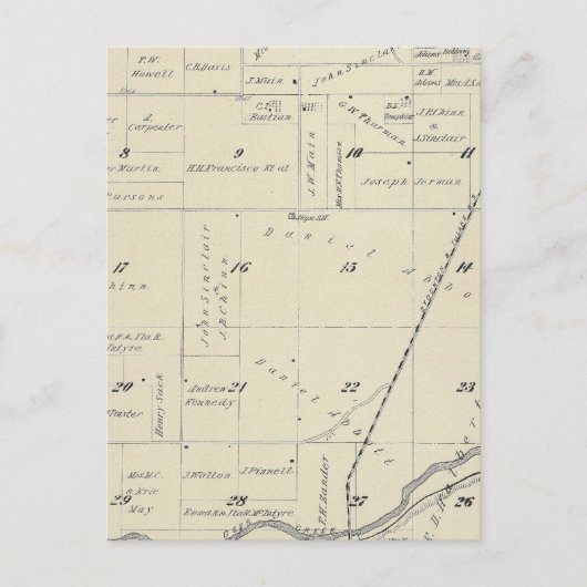 Carte Postale T22S R27E Tulare Comté Plan de section (Devant)