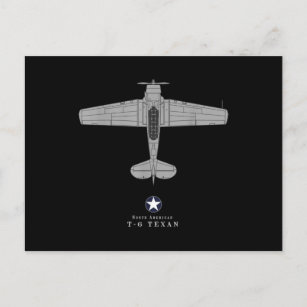 Carte Postale T-6 2ÈME GUERRE MONDIALE de dessin technique Texan