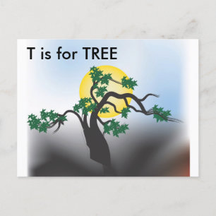 Carte Postale "T" est pour Arbre Alphabet Flashcard