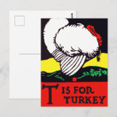 Carte Postale T est pour Dindon (Devant / Derrière)