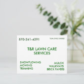 CARTE POSTALE T&R LAWN CARE, SERVICES, NEIGE, MOUILLAGE, T... (Debout devant)