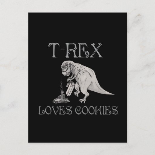 Carte Postale T-Rex aime des biscuits (Devant)