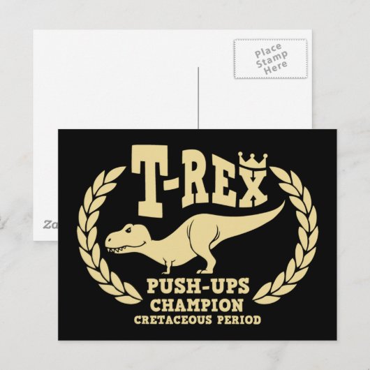 Carte Postale T-Rex aime les poussées (Devant / Derrière)