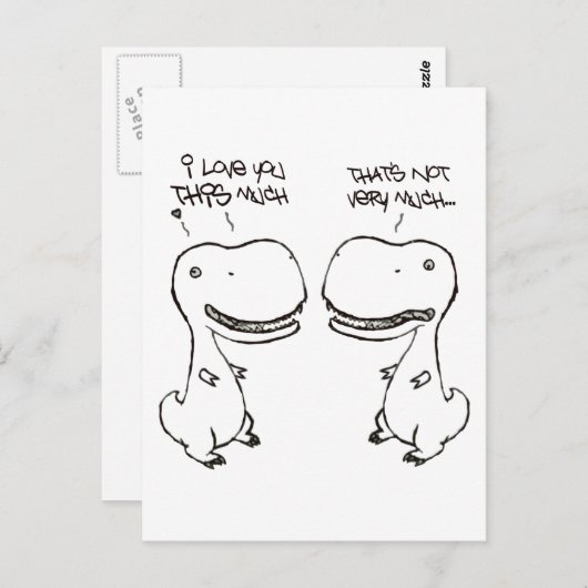 Carte Postale T-rex amour (Devant / Derrière)