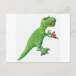 Carte Postale T-Rex avec la pizza