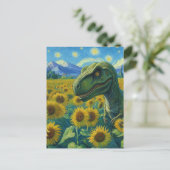 Carte Postale T-Rex dans le champ de tournesol Van Gogh (Debout devant)