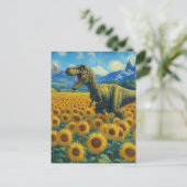 Carte Postale T-Rex dans le champ de tournesol Van Gogh Style (Debout devant)