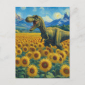Carte Postale T-Rex dans un champ de tournesol (Devant)