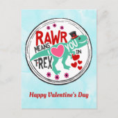 Carte Postale T-Rex dans un Top Hat Cute Funny Valentine (Devant)