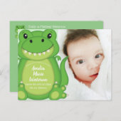 Carte Postale T-Rex Dinosaur Baby shower vert (Devant / Derrière)