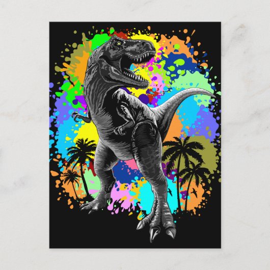 Carte Postale T-Rex Dinosaur Jurassique Reptile sur les Peinture (Devant)