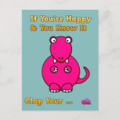 Carte Postale T-rex Dinosaur ne peut pas applaudir drôle de plai (Devant)