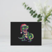 Carte Postale T-rex dinosaure de Noël | Conception de dinosaure (Debout devant)
