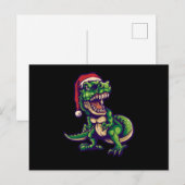 Carte Postale T-rex dinosaure de Noël | Conception de dinosaure (Devant / Derrière)