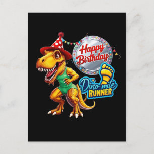 Carte Postale T-Rex en tenue de course verte