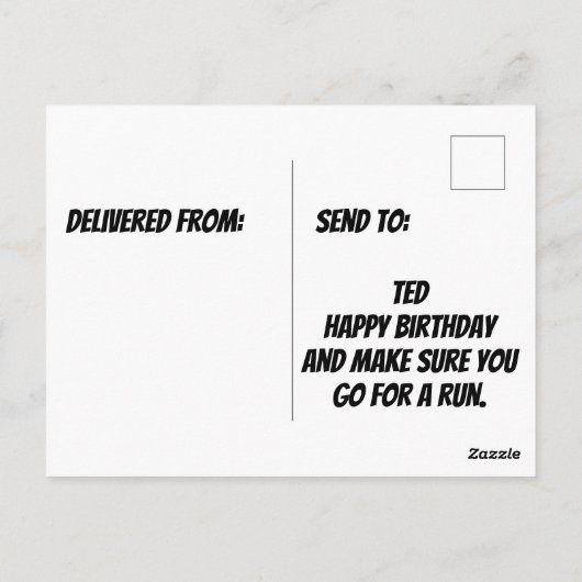 Carte Postale T-Rex en tenue de course verte (Dos)