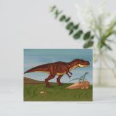 Carte Postale T-Rex et Velociraptor (Debout devant)