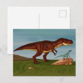 Carte Postale T-Rex et Velociraptor (Devant / Derrière)