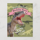 Carte Postale T Rex, fille d'anniversaire Motif (Devant)