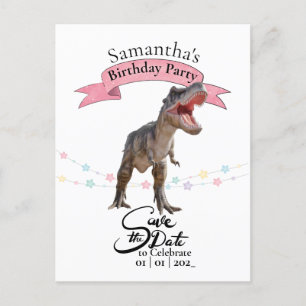 Carte Postale T Rex, Fille Sauvegarde la Date