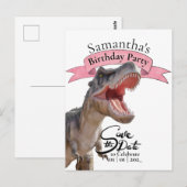 Carte Postale T Rex, Joyeux Anniversaire Fille (Devant / Derrière)