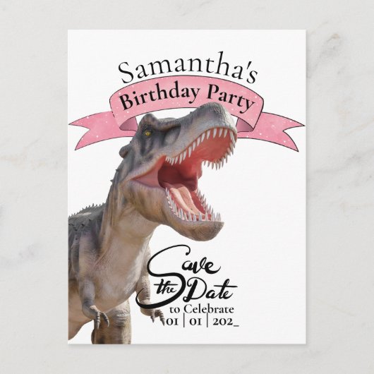 Carte Postale T Rex, Joyeux Anniversaire Fille (Devant)