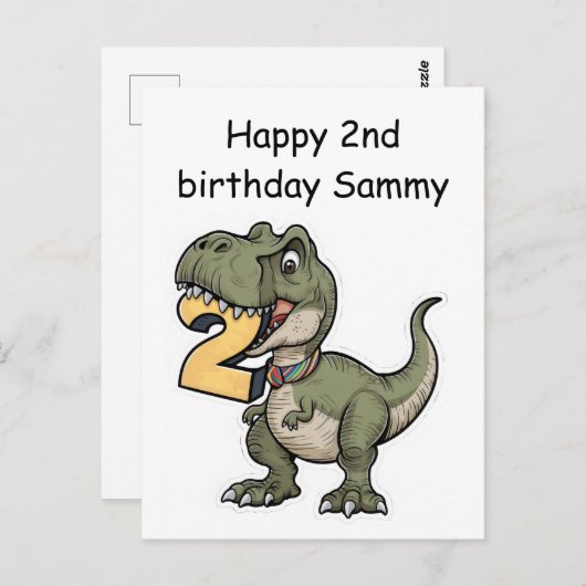 Carte Postale T-Rex mordant le numéro 2 (Devant / Derrière)