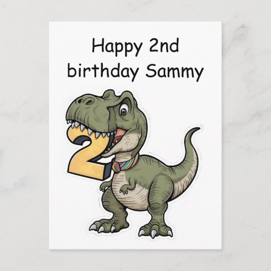 Carte Postale T-Rex mordant le numéro 2 (Devant)