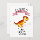 Carte Postale T Rex Or, Joyeux Anniversaire Fille  (Devant / Derrière)