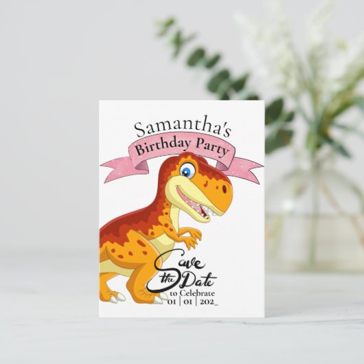 Carte Postale T Rex Or, Joyeux Anniversaire Fille (Debout devant)